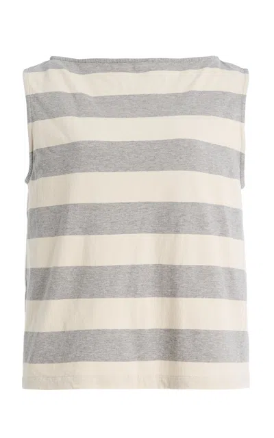 Donni . The Jersey Striped Cotton Tank Top In Gray