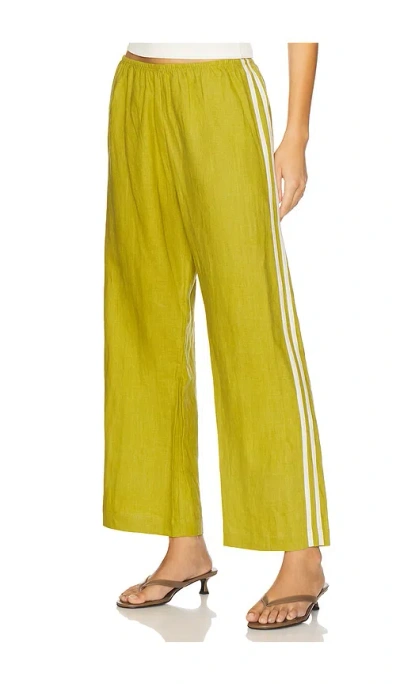Donni The Linen Crop Pant In Green,olive