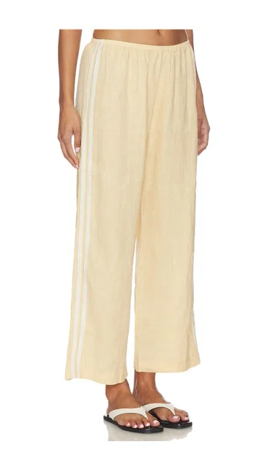 Donni The Linen Crop Racer Stripe Pant In Neutral