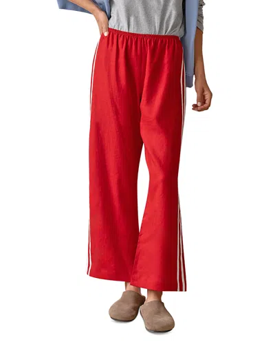 Donni The Linen Crop Racer Stripe Pants In Red