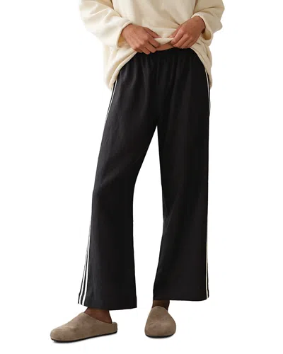 Donni The Linen Crop Racer Stripe Pants In Black