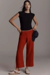 Donni The Linen Crop Stripe Pants In Red