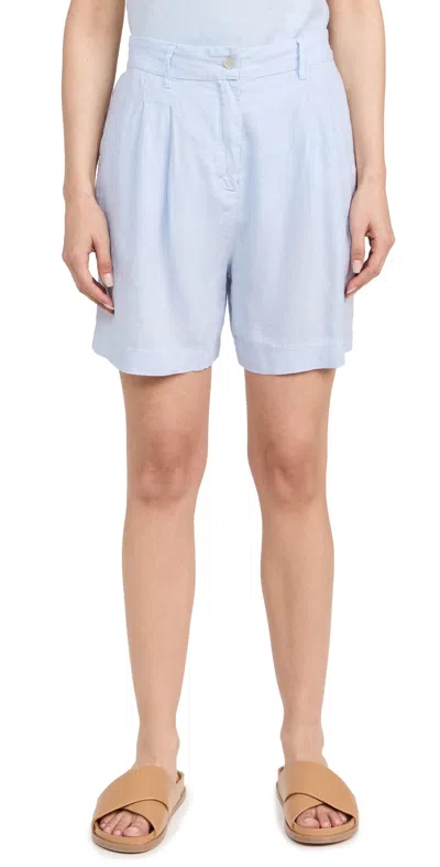 Donni The Linen Pleated Shorts Cloud In Blue