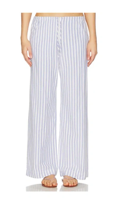 Donni The Oxford Stripe Drawstring Pant In Blue