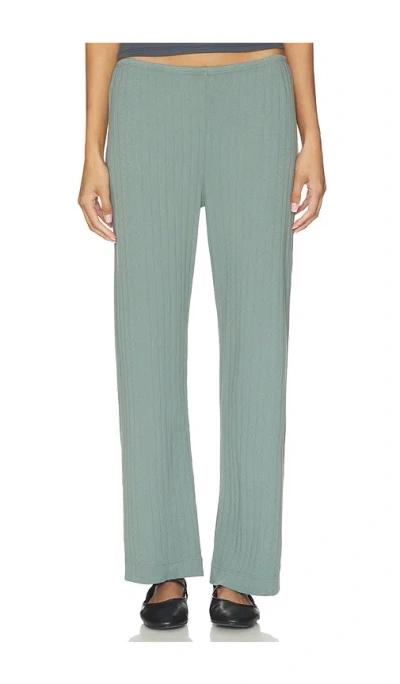 Donni The Pointelle Simple Crop Pant In Green