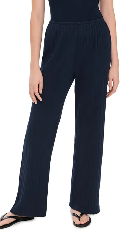 Donni The Pointelle Simple Crop Pants Navy In Blue