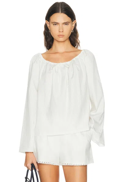 Donni The Pop Pinstripe Tie Top In Powder