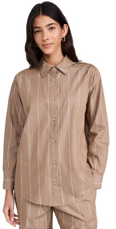 Donni The Pop Popover Top Mushroom Stripe