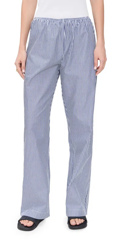 Donni The Pop Simple Pants Navy Stripe In Blue