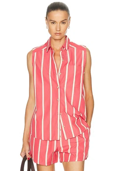 Donni The Pop Sleeveless Striped Top In Pink