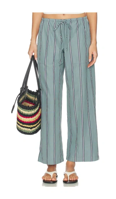 Donni The Pop Stripe Drawstring Pant In Green