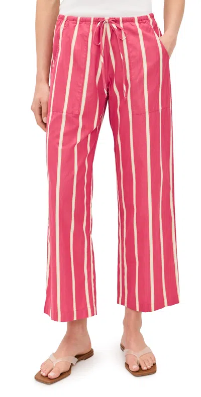 Donni The Pop Stripe Drawstring Pants Raspberry In Red