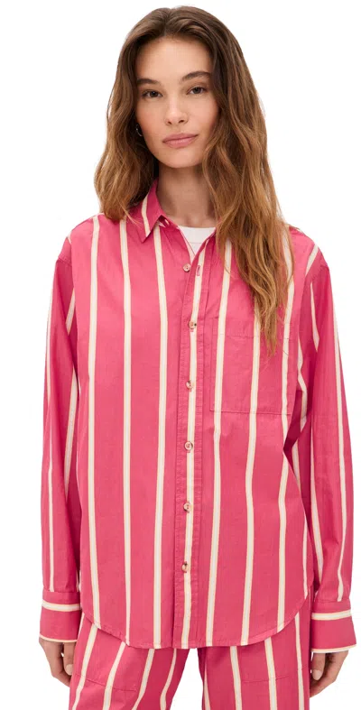 Donni The Pop Stripe Shirt Raspberry In Red