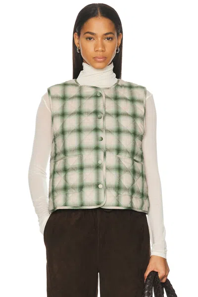 Donni The Quilted Plaid Flannel Vest In White