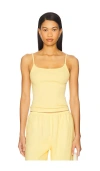 Donni The Rib Spaghetti Tank In Lemon