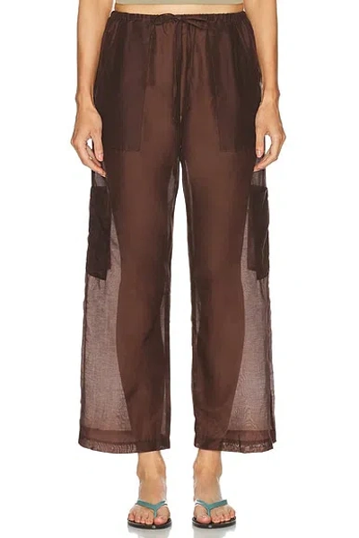 Donni The Silk Cotton Sheer Cargo Pant In Walnut