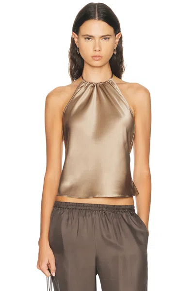 Donni The Silk Halter Top In Shitake
