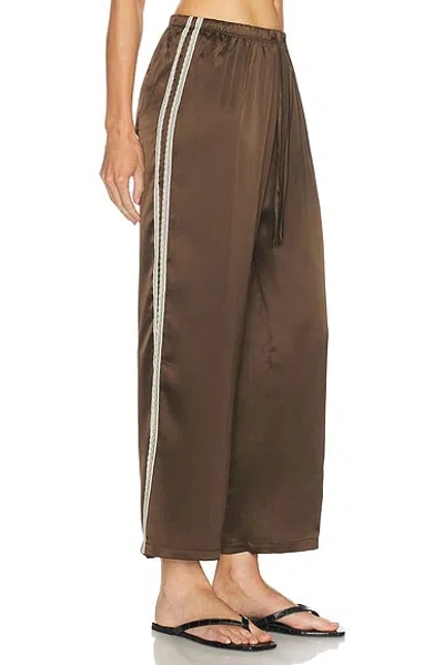 Donni The Silk Lace Stripe Crop Pant In Brown