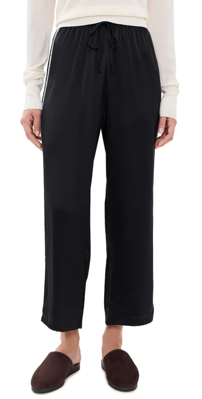 Donni The Silk Lace Stripe Crop Pants Jet In Black