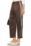 Donni The Silk Stripe Crop Pant In Brown