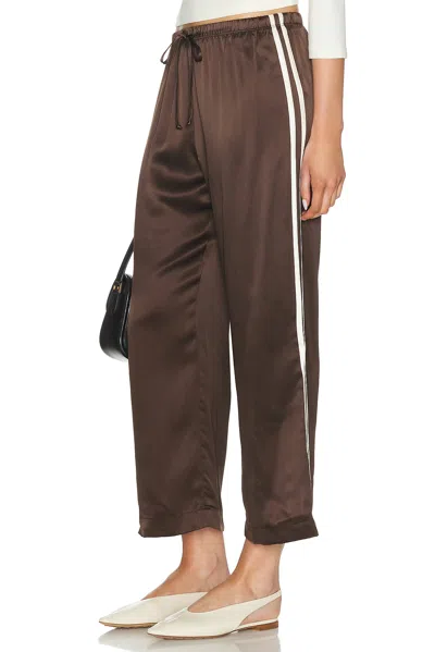 Donni The Silk Stripe Crop Pant In Brown