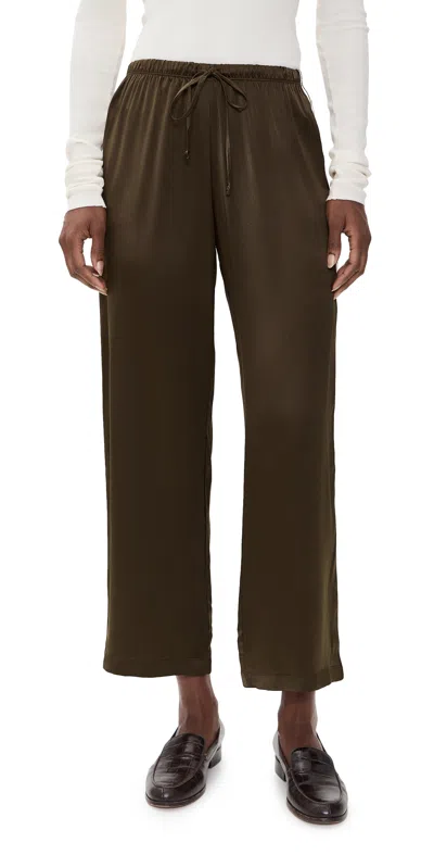 Donni The Silk Stripe Crop Pants Espresso In Brown