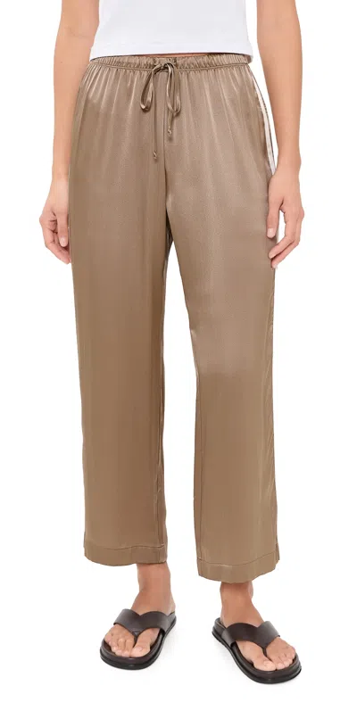 Donni The Silk Stripe Crop Pants Shitake/creme In Brown
