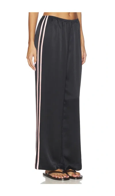 Donni The Silk Stripe Simple Pant In Black