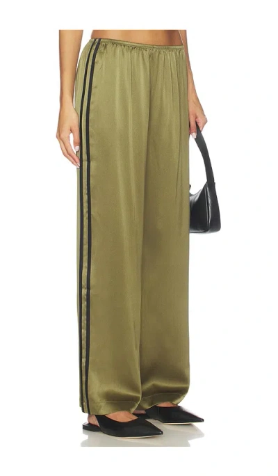 Donni The Silk Stripe Simple Pant In Green