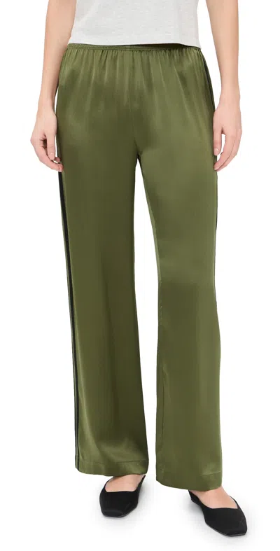 Donni The Silk Stripe Simple Pants Oregano/jet Stripe In Green