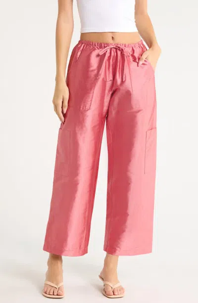 Donni . The Silk Taffeta Drawstring Cargo Pants In Rhubarb
