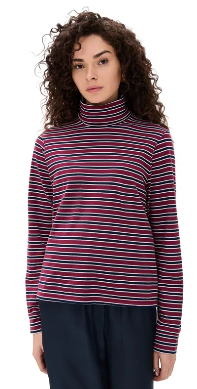 Donni The Stripe Jersey Turtleneck Oxblood In Multi
