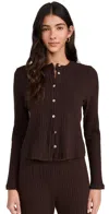 Donni The Sweater Rib Cardi Espresso In Espresso