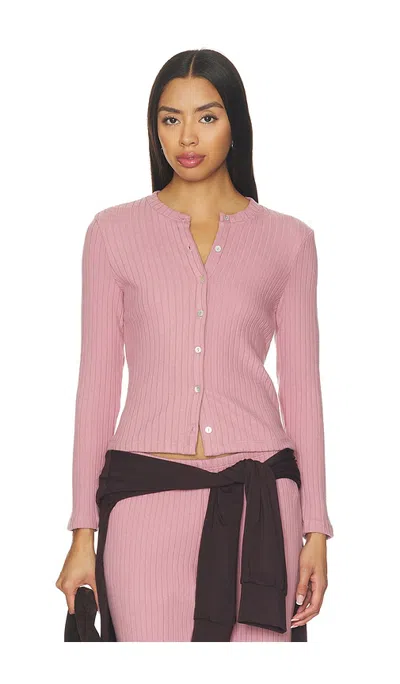 Donni The Sweater Rib Cardigan In Pink