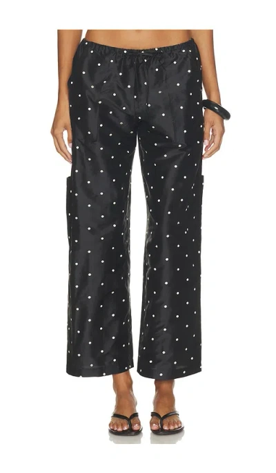 Donni The Taffeta Drawstring Cargo Pant In Blue