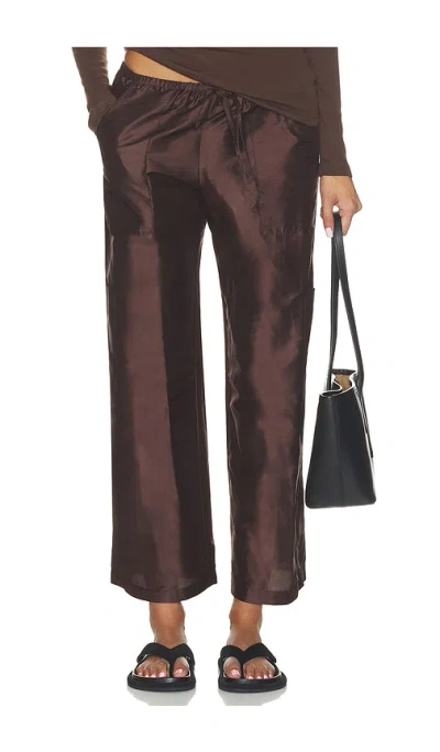 Donni The Taffeta Drawstring Cargo Pant In Brown
