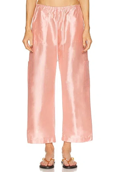 Donni The Taffeta Drawstring Cargo Pant In Pink