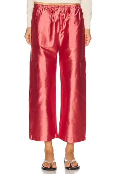 Donni The Taffeta Drawstring Cargo Pant In Red