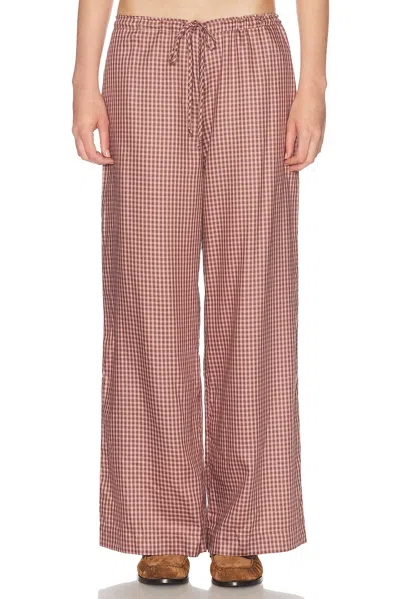 Donni The Tencel Plaid Tie Pant In Pink