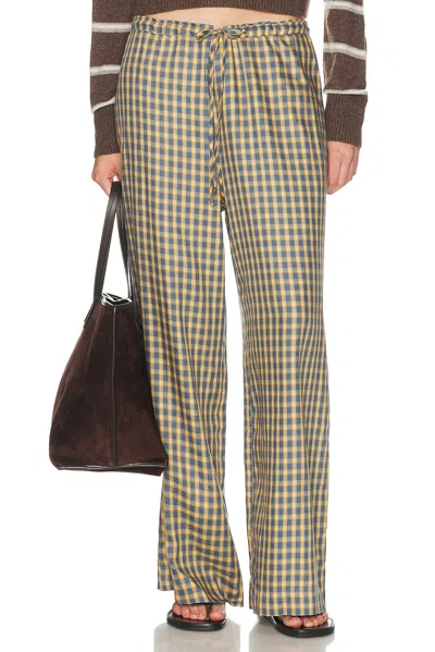 Donni The Tencel Plaid Tie Pant In Yellow