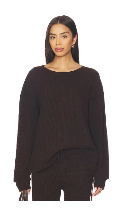 Donni The Thermal Crewneck Sweater In Brown