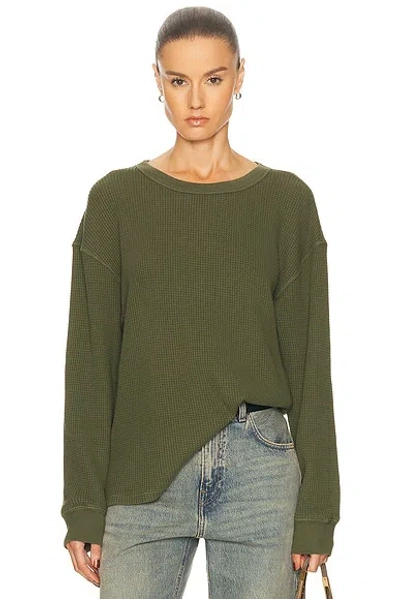 Donni The Thermal Crewneck Top In Green