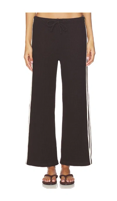 Donni The Thermal Crop Stripe Pant In Brown
