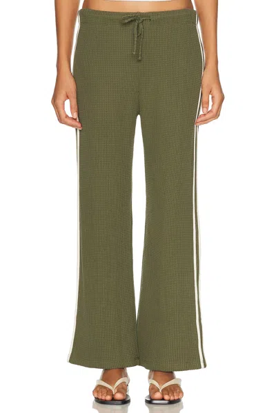 Donni The Thermal Stripe Crop Pant In Green
