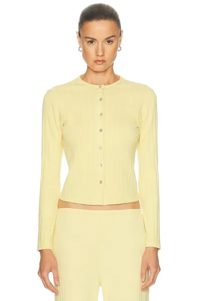 Donni The Varied Rib Cardigan In Yellow