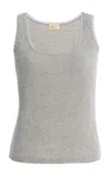 Donni . The Vintage Ribbed Lace Tank Top In Gray