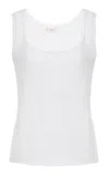 Donni . The Vintage Ribbed Lace Tank Top In White