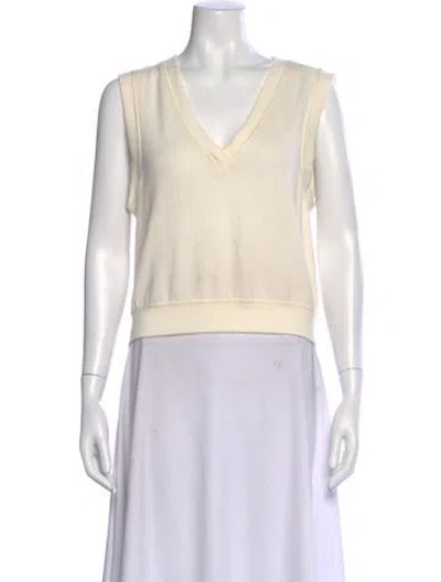 Pre-owned Donni V-neck Sweater In Neutral
