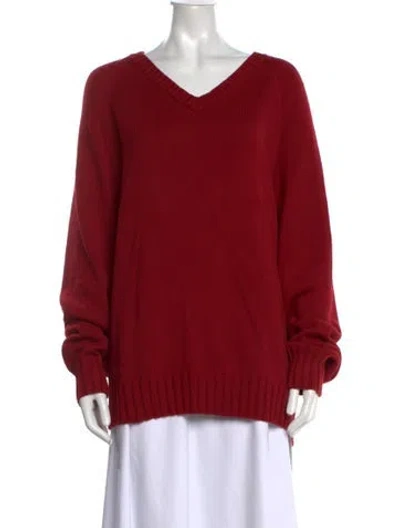 Pre-owned Donni V-neck Sweater In Red