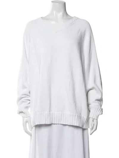 Pre-owned Donni V-neck Sweater In White